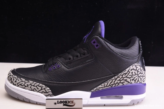 Kick Theory Retro 3 Court Air Purple Black Jordan CT8532-050 0724